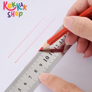 (ก๊อกแก๊ก) ไม้บรรทัดเหล็ก สเตนเลส Stainless Ruler ไม้บรรทัดเหล็ก อย่างหนา ฟุตเหล็ก ไม้บรรทัดสแตนเลส อุปกรณ์สำนักงาน