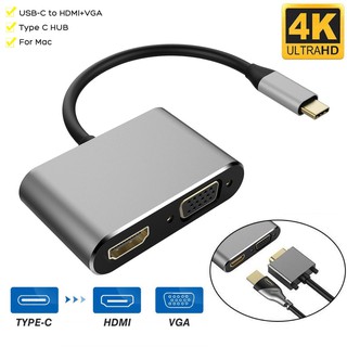 2in1 USB 3.1 Type C to HDMI+VGA Female Adapter