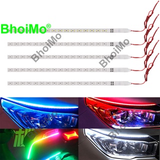 Bhoimo แถบไฟเลี้ยว LED DRL COB 30 ซม. 60 ซม. DC12V บางพิเศษ หลากสีสัน สําหรับรถจักรยานยนต์ วิ่งกลางวัน