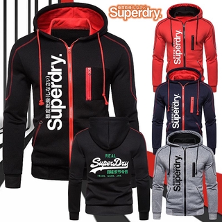 SUPERDRY EXPEDITION เสื้อแจ็คเก็ตมีฮู้ดพิมพ์ลายแต่งซิปสําหรับผู้ชาย