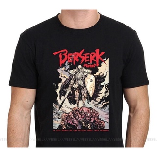 ผ้าฝ้ายคอกลมเสื้อยืด ผ้าฝ้าย พิมพ์ลายการ์ตูนมังงะ Berserk Guts Skull Knight สีดํา สไตล์ญี่ปุ่น คลาสสิก สําหรับผู้ชาย GFD