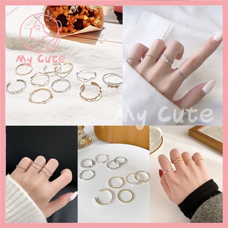 ราคาMy Cute ชุดเครื่องประดับ แหวนโลหะ แหวน ประดับมุก แฟชั่น สไตล์เกาหลี สําหรับผู้หญิง