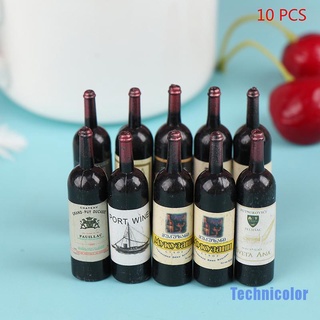 Tcth ขวดไวน์จําลองขนาดเล็กสําหรับตกแต่งบ้านตุ๊กตา 10 ชิ้น