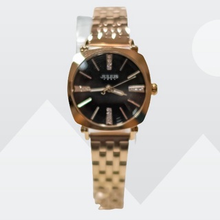 JULIUS WATCH JA1025 สายสีโรสโกลด์หน้าปัดสีดำ (ROSEGOLD/BLACK) นาฬิกาข้อมือผู้หญิง แบรนด์เกาหลี แฟชั่นฮิตของแท้สายสแตนเลส