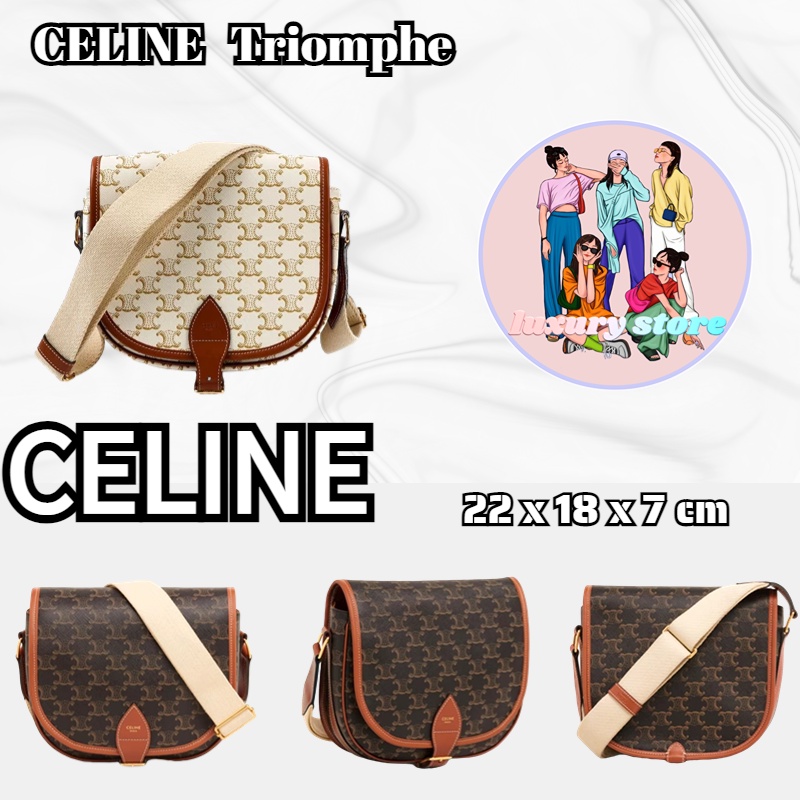 CELINE Celine/Triomphe ผ้าใบและหนังลูกวัว/ขนาดใหญ่/สายสะพายไหล่กว้างผ้าใบ/กระเป๋า FOLCO