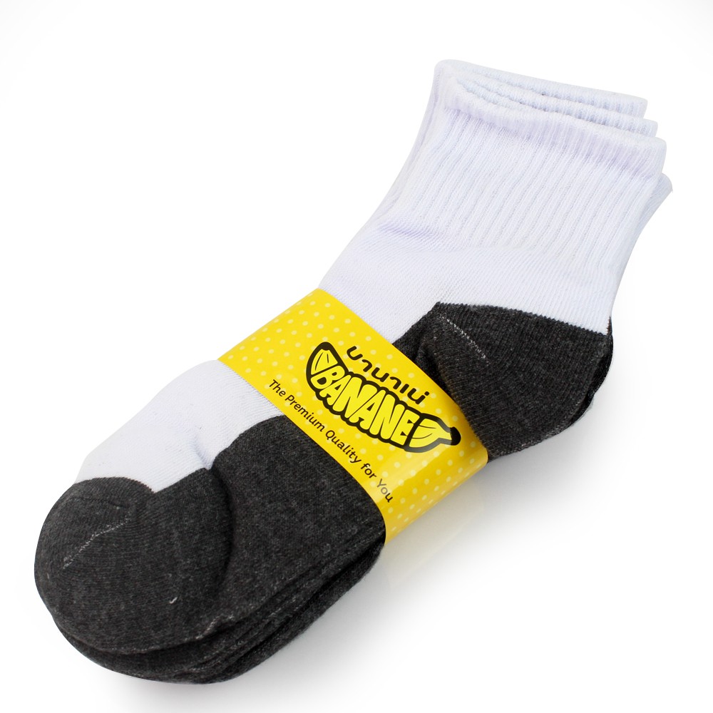 Telecorsa Socks White Student Gray 20 CM Free Size 1 Pack 12 Pairs Model School-Sport-SOCKS-00A-June3