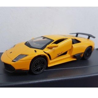 โมเดลรถยนต์LAMPBORGHINI AVENTADOR LP700-4 ทำจากเหล็ก สัดส่วน 1:32 ประตูเปิดได้เหมือนจริง สีส้ม