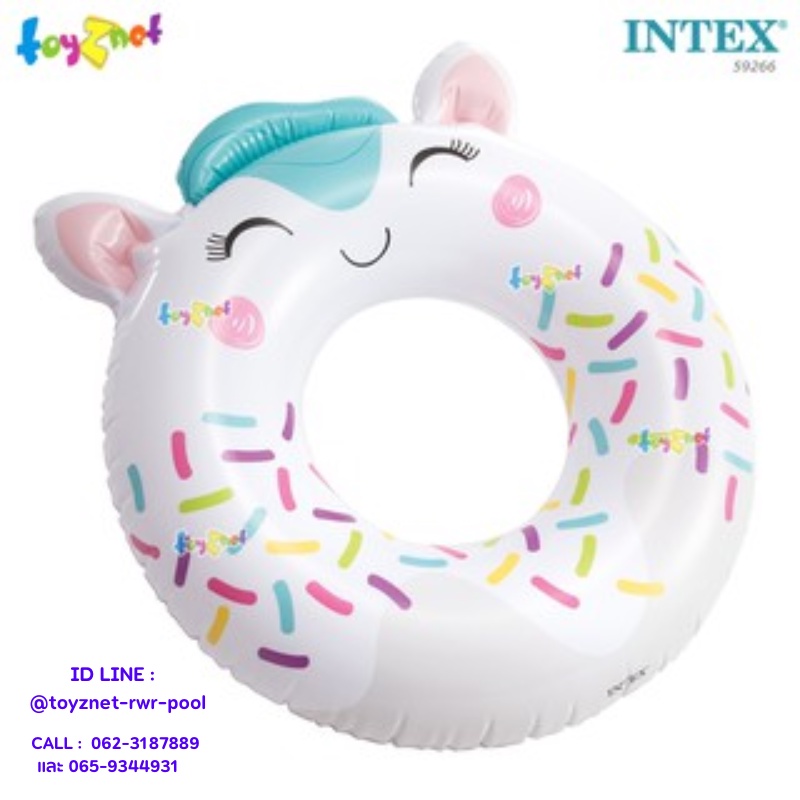 Intex ห่วงยางเป่าลม ห่วงยาง ลายลูกแมว สีขาว 84x76 ซม. รุ่น 59266
