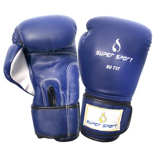 Super นวมหนังPU BoxingGloves Size 16 Oz. Super รุ่น SU737 Color น้ำเงิน (960)