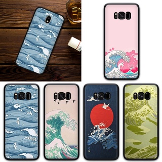 Mj106 เคสโทรศัพท์มือถือ ซิลิโคนนิ่ม TPU ลายคลื่นญี่ปุ่น สีเขียว สําหรับ Samsung J4 Core J6 Plus J2 J5 Prime J7 Pro J730 S7 Edge