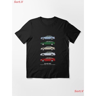 Sort.V CAR Rover 800 Classic Car Collection Essential T-Shirt เสื้อยืดพิมพ์ลาย เสื้อยืดโลโก้รถ