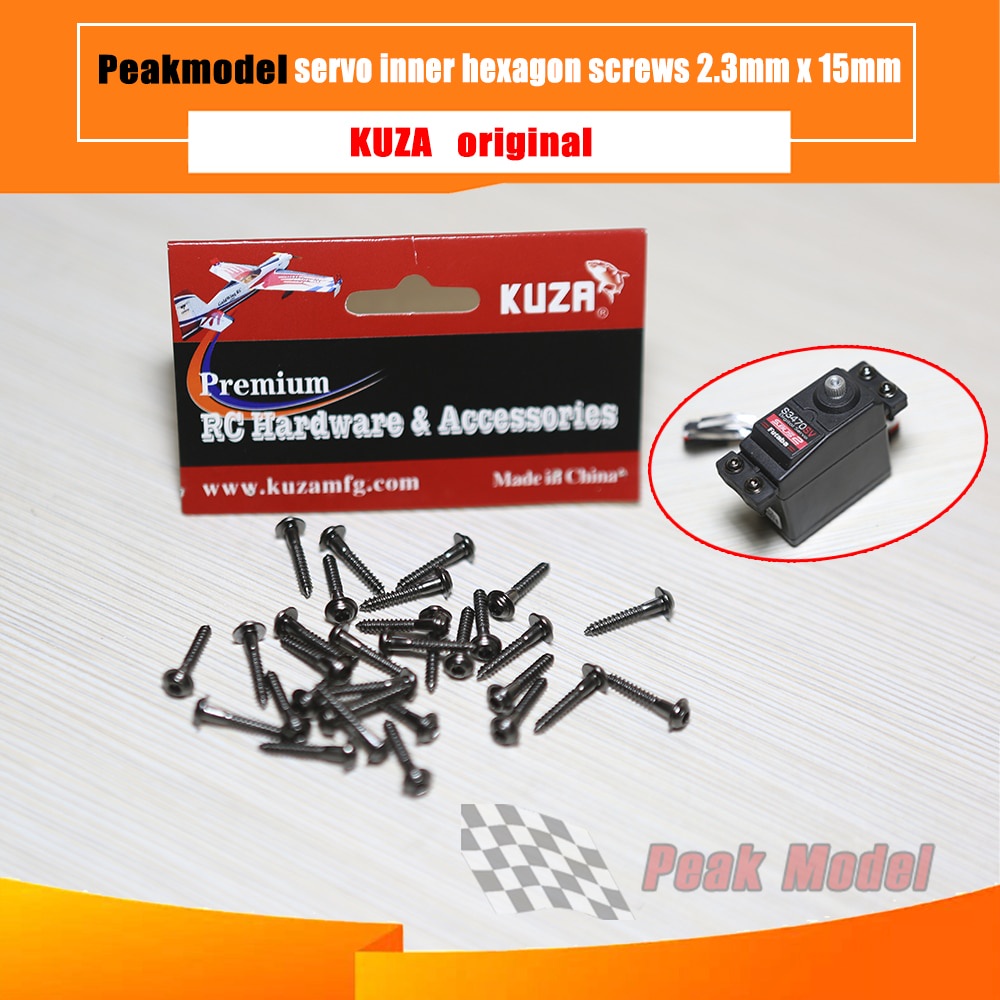 KUZA เซอร์โวสกรู 2.3 มม. x 15 มม. สกรูหกเหลี่ยมด้านในพร้อมเครื่องซักผ้า self แตะ servo สกรูสําหรับ FUTABA JR HITEC MKS servo