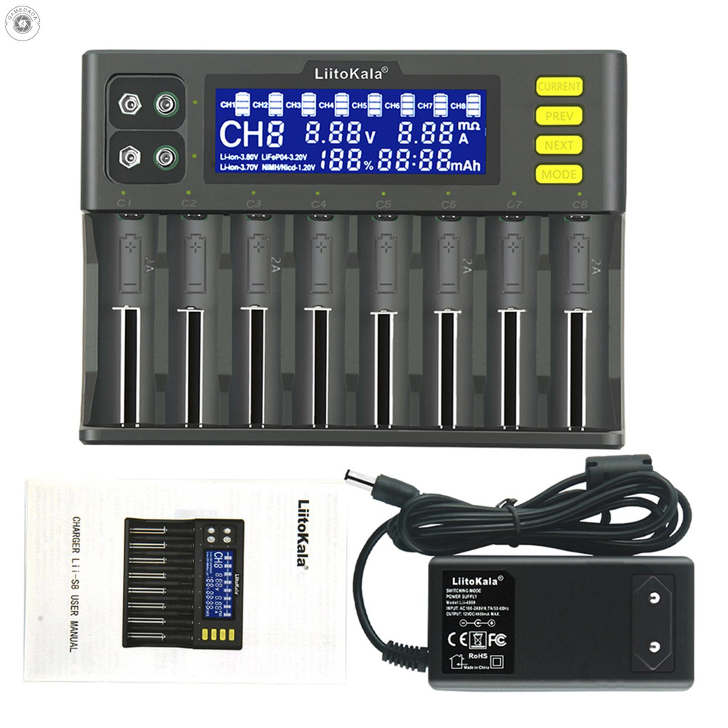 Chargeur de batterie Lii-S8 Li-ion 3.7V NiMH 1.2V Li-FePO4 3.2V IMR 3