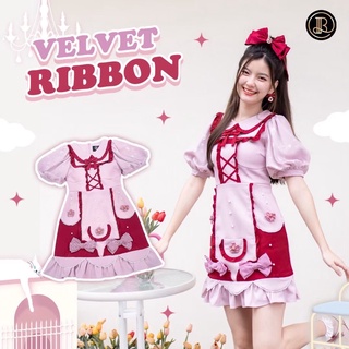 มือสอง Velvet Ribbon : BLT มินิเดรส สีชมพูแต่งแดง