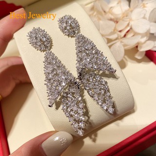 Best Jewelry ต่างหูเพชร cz ระย้าเกรดพรีเมี่ยม Hi end สวยเหมือนแท้ จัดส่งฟรี