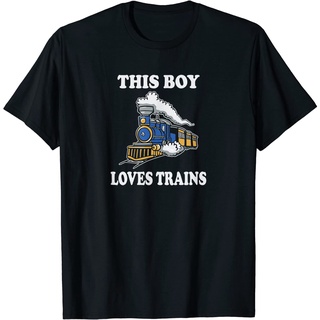 เสื้อยืดลําลอง ผ้าฝ้าย แขนสั้น พิมพ์ลาย This Loves Trains Gift Train Wagon Lover เหมาะกับของขวัญ แฟชั่นสําหรับผู้ชายS-5X