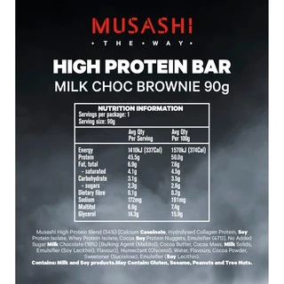 Musashi High Protein Bar โปรตีนบาร์ โปรตีน 45 กรัม (สินค้าใหม่)