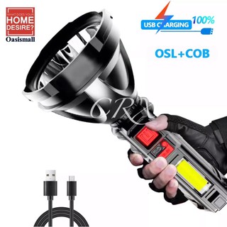 ราคา830 ไฟฉายแรงสูง USB Charging Flashlight OSL+COB blub ให้ความสว่างมาก น้ำหนักเบา