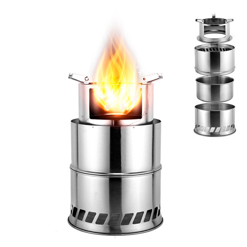 【New】Large Size Camping Wood Stove Portable Gas Firewood Burning Stove Outdoor Picnic BBQ Cooking Camping Stove Backpack #8