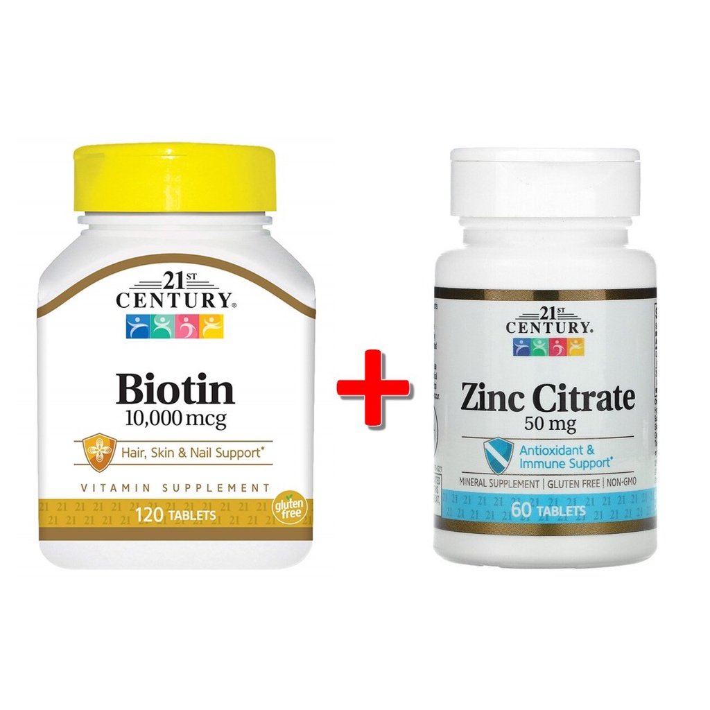 [พร้อมส่ง] 21st CENTURY BIOTIN + ZINC CITRATE 50 mg 60 TABLETS
