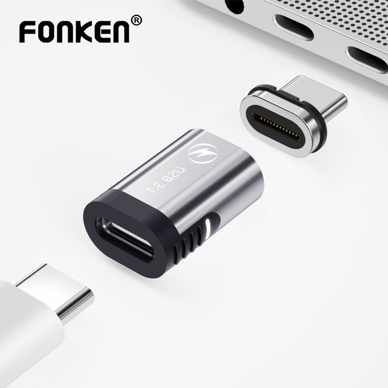 Fonken อะแดปเตอร์แม่เหล็ก 24Pin Pd Usb C 100W ชาร์จเร็ว 10Gbps สําหรับ Tablet Type-C สมาร์ทโฟน