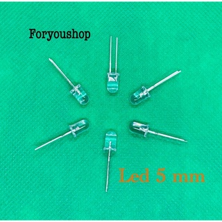 หลอดไฟ Led 5mm 1 ชุด 5 หลอดใสมีสีแดง,น้ำเงิน หลอดไดโอด