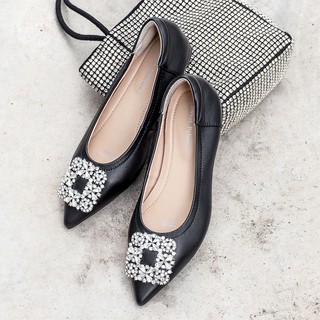 Sweet Palettes รองเท้าหนังแกะ Carrie Charcoal White Crystal