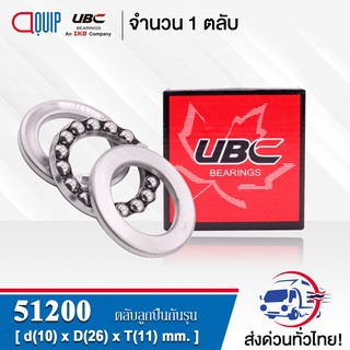 51200 UBC ตลับลูกปืนกันรุน THRUST BALL BEARINGS ( เพลา 10 มม. ) ขนาด 10x26x11 มม.