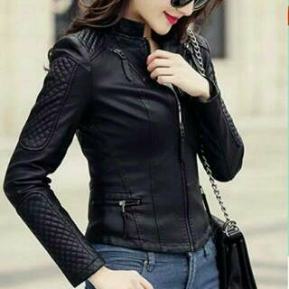 [BISA COD] JAKET KULIT WANITA CASUAL BRANDED/ SEMI KULIT PREMIUM.