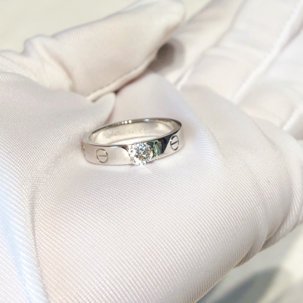 Ready Stock New Love Wedding Band Ring Solitaire Pink Gold, Diamond สามารถเลือกกล ่ องได ้