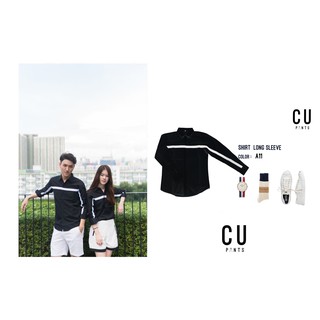 เสื้อเชิ้ตแขนยาว ผ้า คอตตอน Cotton สีดำขาว A11 : Minimal Edition : CU PANTS