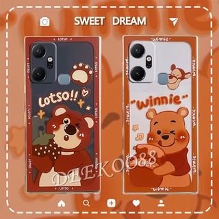 2022 New ใหม่ เคสป้องกันโทรศัพท์มือถือ Infinix Smart 6 PLUS Lovely Cute Cartoon Strawberry Bear Smartphone Casing TPU Softcase Phone Case Protection Back Cover Smart6 6Plus Smart6+ 6+