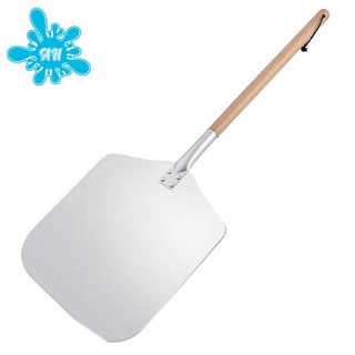 Square Pizza Peel, Aluminum Pizza Pusher with Wooden Handle, Bread Pusher, the Pizza Base - Pizza Lifter Bread Pusher