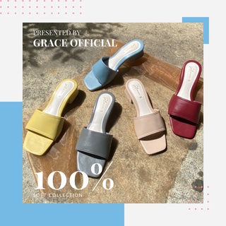 grace รองเท้าส้นสูง รุ่น คาดนิ่ม ไซส์ 41-45 ทรงแตะส้นสูง 1.5 นิ้ว แบบเปิดส้น มี5สี ไซส์ใหญ่ นุ่มนิ่มแตกต่างไม่เหมือนใคร