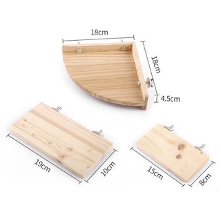 H-13 แท่นไม้ ไม้จากธรรมชาติ ไม่ทาน้ำมัน สีติดตั้งในกรง สำหรับนกแก้วยืน หนูแฮมสเตอร์ ชูการ์ไกรเดอร์ กระรอก ลิงมาโมเสท