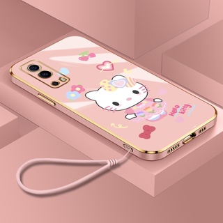 เคสโทรศัพท์มือถือ ทรงสี่เหลี่ยม ลายเฮลโลคิตตีน่ารัก สําหรับ Vivo Y72 Y52 Y31 Y51A Y51 2020 A53S Y33 Y33S 4G Y74S Y76S Y75 Y55 Y55 IQOO Z3 5G V2053 V2041 V2031 V2036