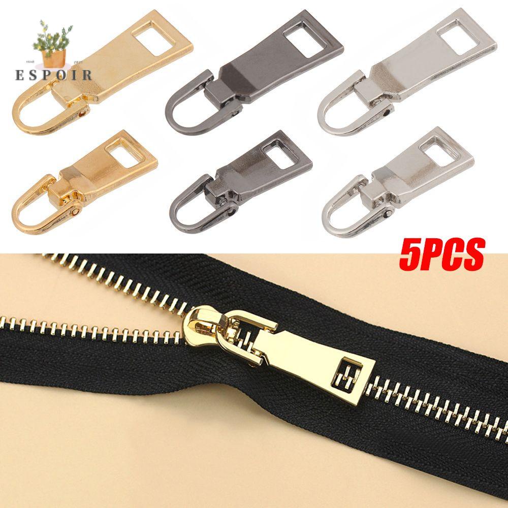 ESPOIR 5pcs Clothes Zipper Pull Detachable Metal Zip Metal Zipper Head