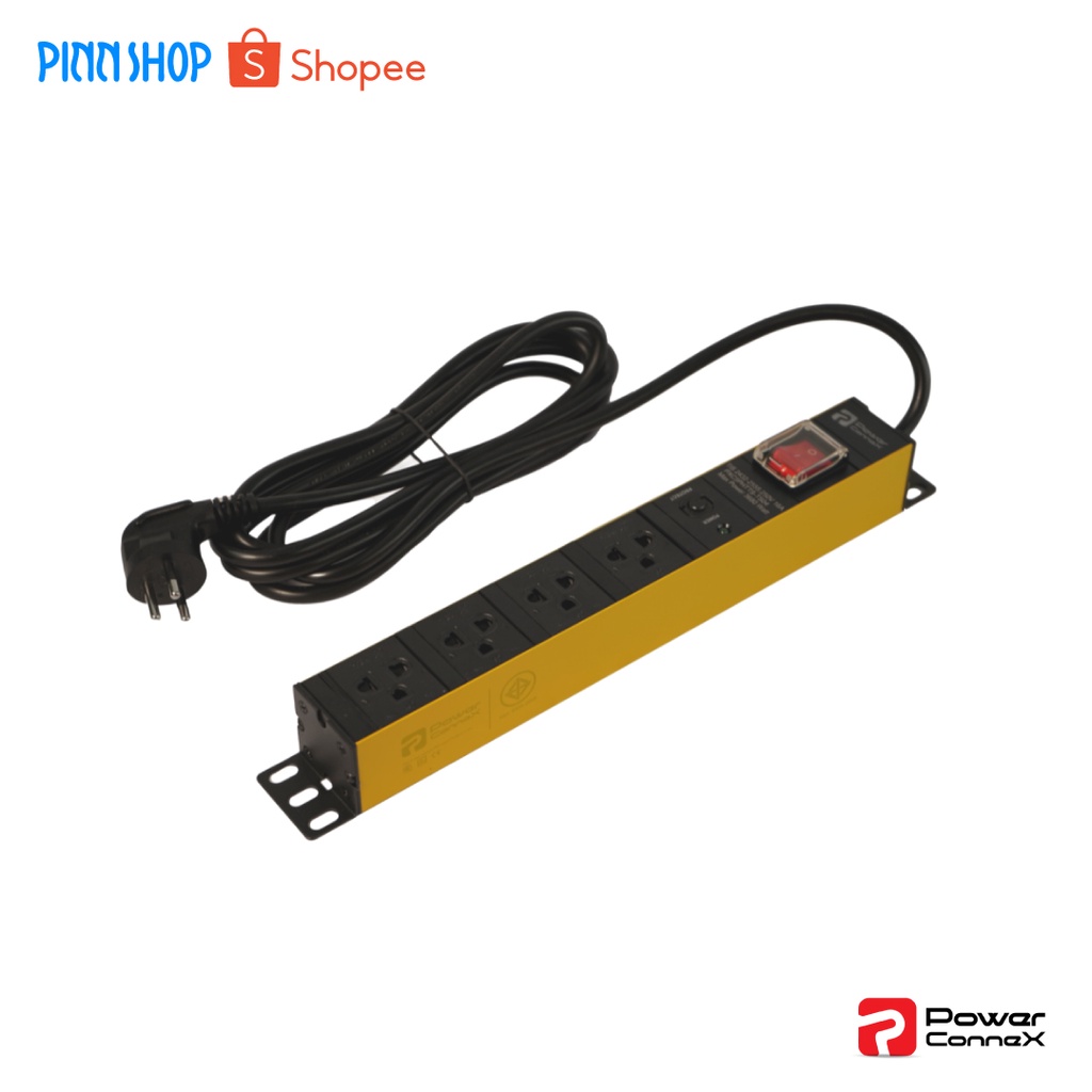 Powerconnex PXC5PHTTS-TS04 POWERBAR รางไฟ ปลั๊กพ่วง ปลั๊กไฟ ( มอก. ) ขนาด 4 ช่อง ป้องกันฟ้าผ่า ไฟกระ