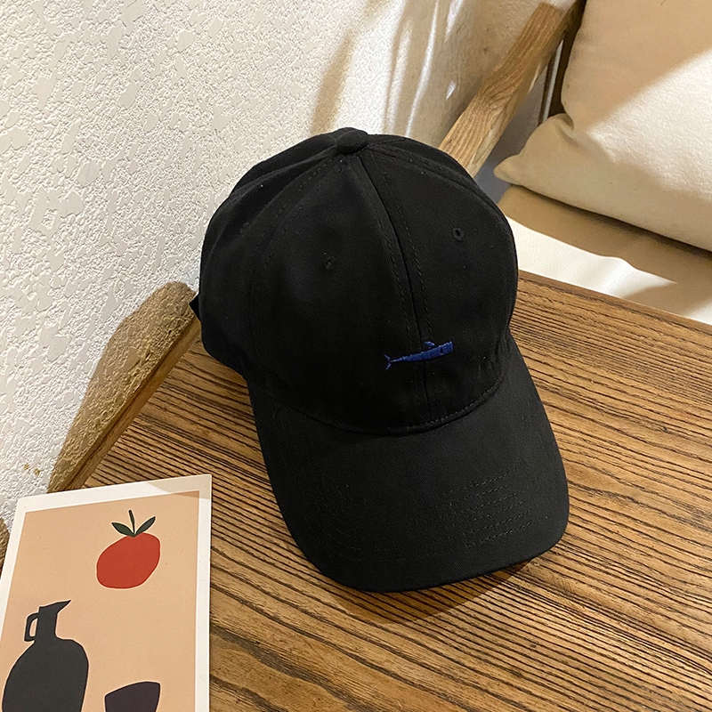 หมวกสีดําปักหมวกแหลม ins Niche Street Wear หญิงเวอร์ชั่นเกาหลีฤดูร้อนบางสไตล์ Breathable Soft Top เบสบอลหมวกชาย