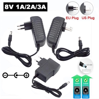 อะแดปเตอร์แปลงพาวเวอร์ซัพพลายกล้องวงจรปิด ไฟ LED AC DC 8V 8 โวลต์ 1A 2A 3A ปลั๊ก EU US
