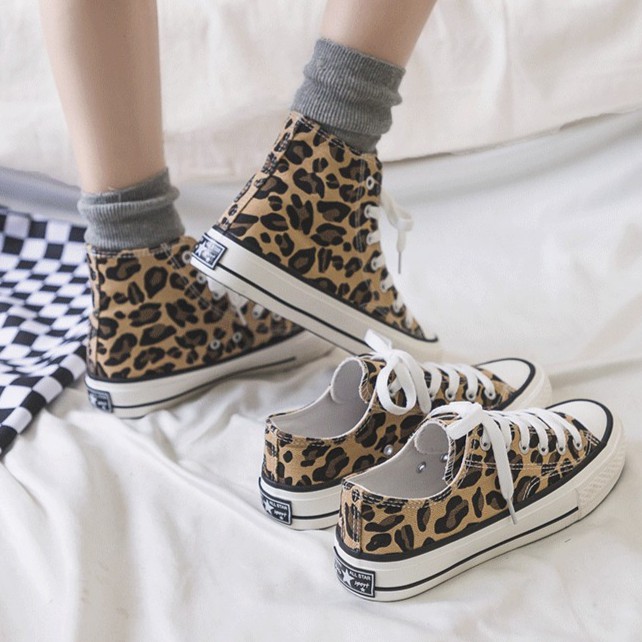 รองเท้าผ้าใบลายเสือ Leopard Canvas Shoes Women 2019 Shopee Thailand 2279