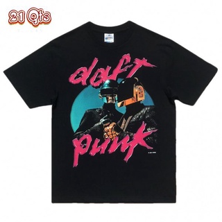 คอลูกเรือเสื้อยืดคอกลม21 สินค้าเดิม/เสื้อยืดคอกลม/Punk&amp;Daft Punk/ผ้าฝ้าย 100% Oversize SML ดำ&amp;ขาว unisex🔥ผ้าฝ้ายแท้