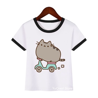 เสื้อยืดลําลอง แขนสั้น พิมพ์ลายแมว Pusheen น่ารัก แฟชั่นฤดูร้อน สําหรับเด็กผู้ชาย และเด็กผู้หญิง 2021