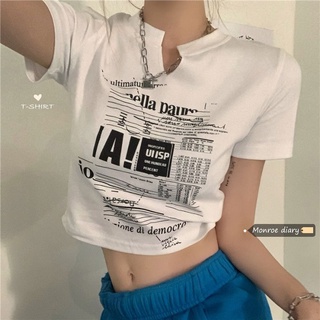 Fulllove พร้อมส่ง เสื้อครอปสั้นแขนยาวคอวีแหวกลึก แซ่บมากกกก Crop Top ins 20#