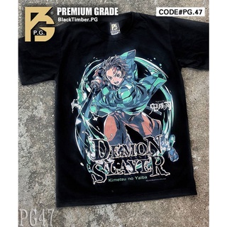 PG 47 Demon Slayer Kimetsu เสื้อยืด หนัง นักร้อง เสื้อดำ สกรีนลาย ผ้านุ่ม PG T SHIRT S M L XL XXL