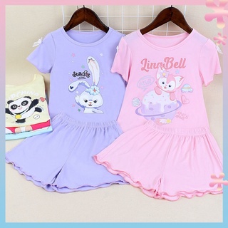 ✨[Fast delivery]✨2022 summer new modal girls pajamas set short sleeve childrens leisure home wear