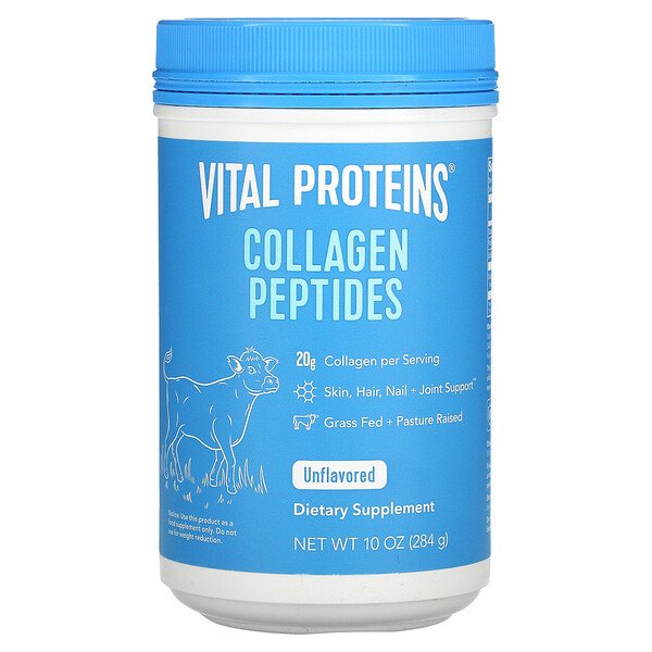 Vital Proteins,Collagen Peptides,Unflavored, 284,567g คอลลาเจนจากวัว บำรุงผิว ผม เล็บ กระดูก