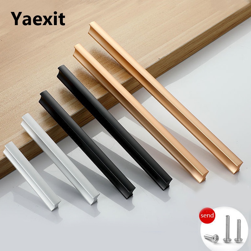 Yaexit มือจับตู้เสื้อผ้า ตู้กับข้าว สีดํา และลูกบิด