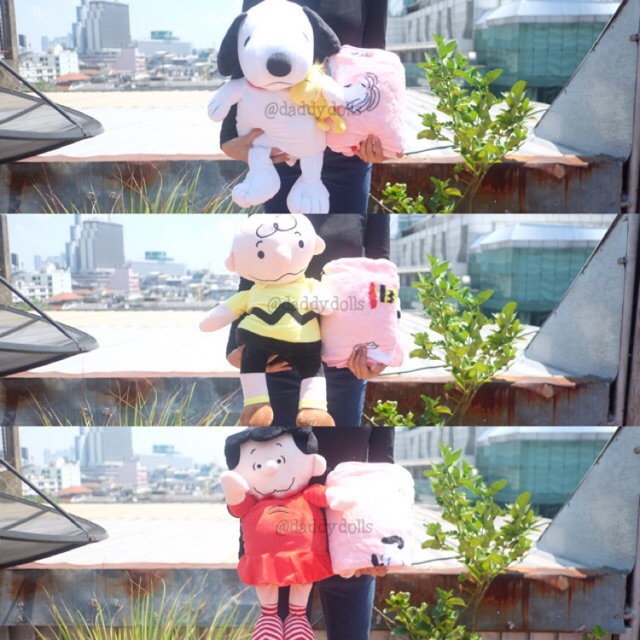 ตุ๊กตา หมอนผ้าห่ม Snoopy สนู้ปปี้ & Charlie Brown ชาร์ลีบราวน์ & Lucy ลูซี่ 15นิ้ว (100x150cm)