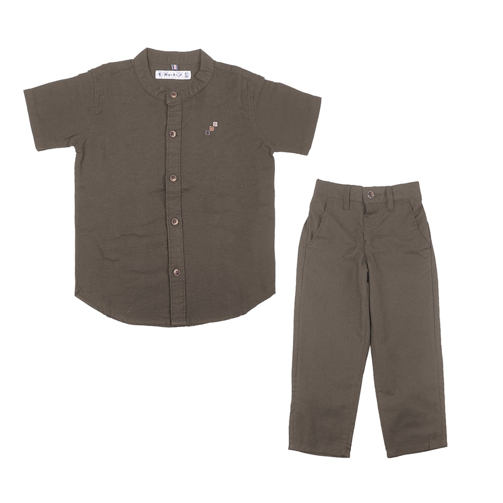 KATUN Kamaina - ชุดเสื้อเชิ้ต Koko Cangi ชุดกางเกงเด็ก Kamaina อินโดนีเซียวัสดุผ้าฝ้าย Poppin สีเทา 